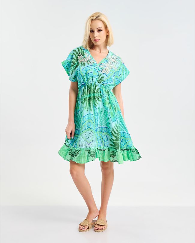 ΦΟΡΕΜΑ ΚΟΝΤΟ ΑΜΑΝΙΚΟ ΣΕ ΧΡΩΜΑ ΠΡΑΣΙΝΟ ONE SIZE (100% COTTON)