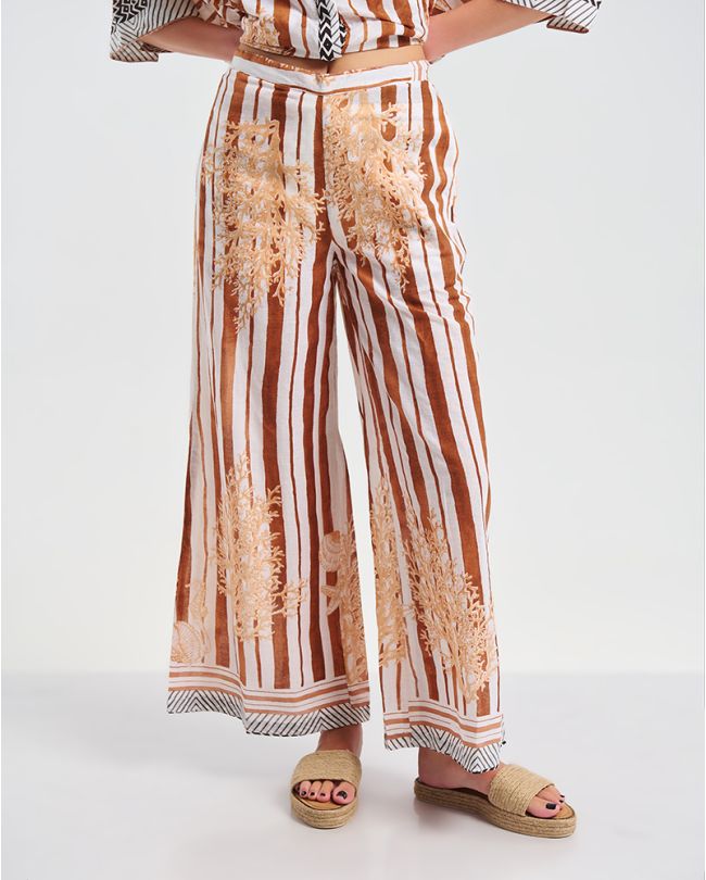 ΠΑΝΤΕΛΟΝΙ ΣΕ  ΛΕΥΚΟ/ΚΑΦΕ ΧΡΩΜΑ ΜΕ ΧΡΥΣΕΣ ΛΕΠΤΟΜΕΡΕΙΕΣ  ONE SIZE ( 100% COTTON)