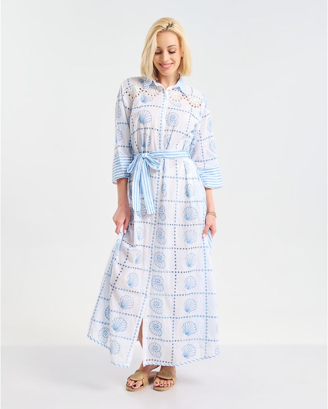  ΜΑΚΡΥ ΚΑΦΤΑΝΙ/ΦΟΡΕΜΑ ΜΕ  3/4 ΜΑΝΙΚΙ ΣΕ ΛΕΥΚΟ ΧΡΩΜΑ ΜΕ ΚΟΧΥΛΙΑ L/XL ( 100% COTTON)