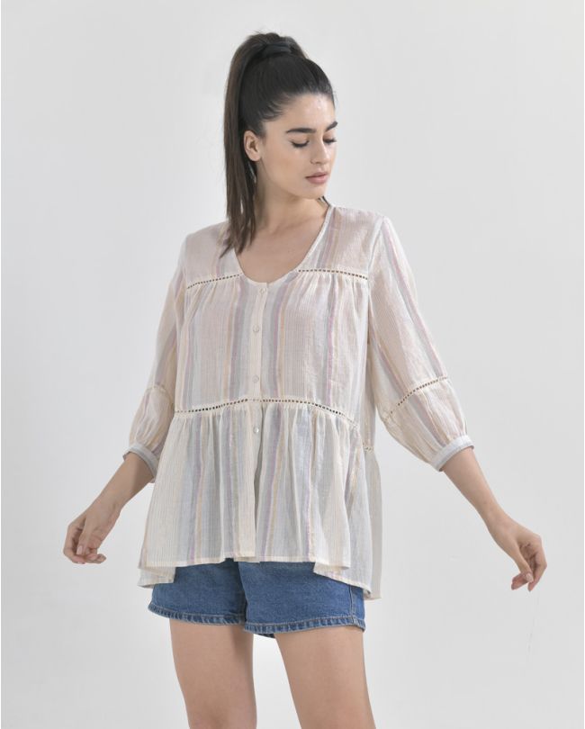 KAFTAN IN BEIGE COLOR WITH  LUREX ONE SIZE (100% COTTON)