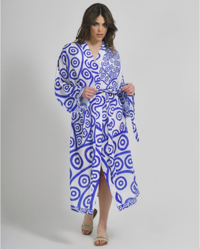 LONG KIMONO IN WHITE/BLUE COLOR ONE SIZE