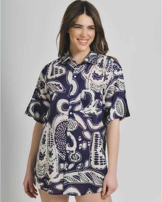 SHORTSLEEVED SHIRT IN BLUE/WHITE COLOR ONE SIZE (100% COTTON)