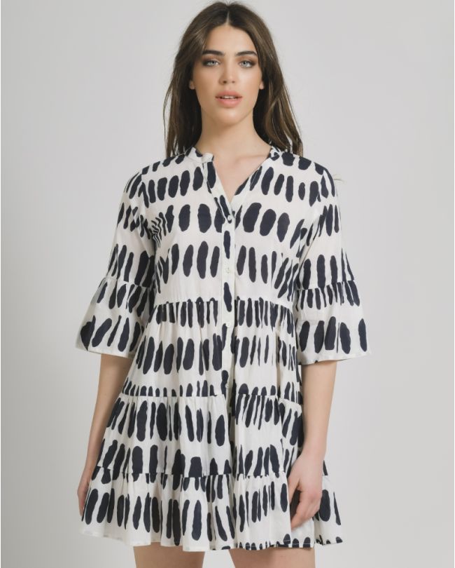 ΦΟΡΕΜΑ ΚΟΝΤΟ ΣΕ ΜΠΛΕ/ΛΕΥΚΟ ΧΡΩΜΑ ONE SIZE (100% COTTON)