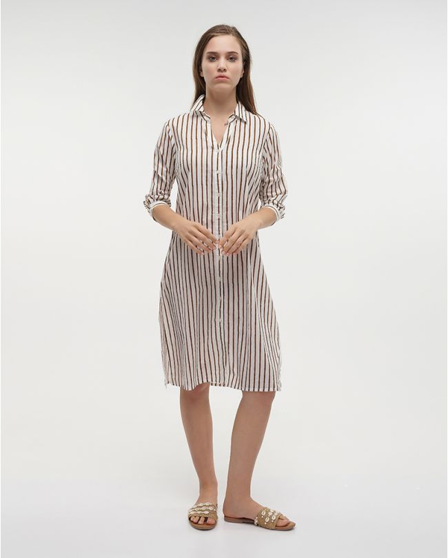 SHIRT IN WHITE COLOR WITH BROWN STRIPES S/M (100% COTTON)
