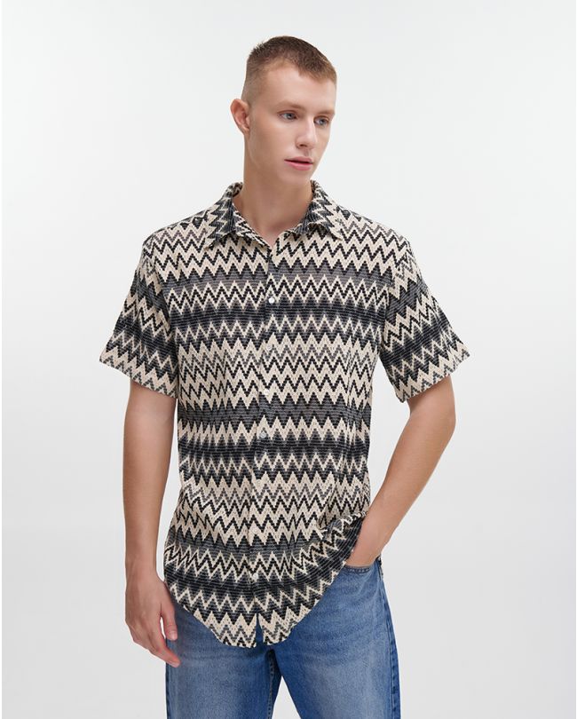 SHIRT IN BLACK/WHITE COLOR L/XL (100% COTTON ΝΕΤ)