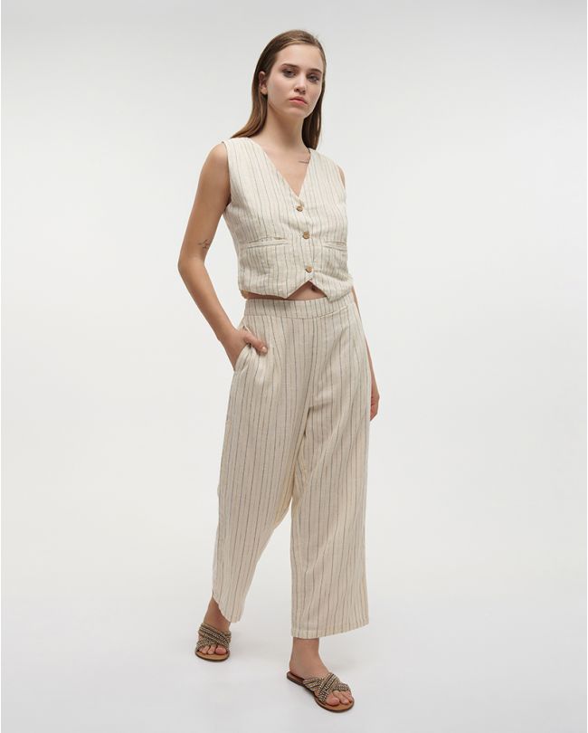 ΓΙΛΕΚΟ ΣΕ ΜΠΕΖ ΧΡΩΜΑ ΜΕ ΡΙΓΕΣ M/L (100% COTTON)