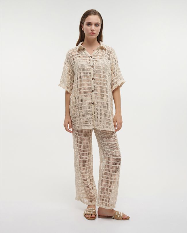 ΠΟΥΚΑΜΙΣΟ ΕΚΡΟΥ ΔΙΑΤΡΗΤΟ L/XL (100% COTTON ΝΕΤ)