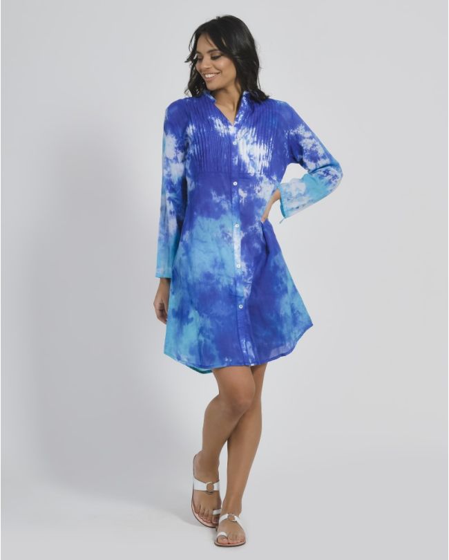 ΠΟΥΚΑΜΙΣΑ ΛΕΥΚΟ/ΜΠΛΕ TIE DYE ONE SIZE (100 % COTTON)