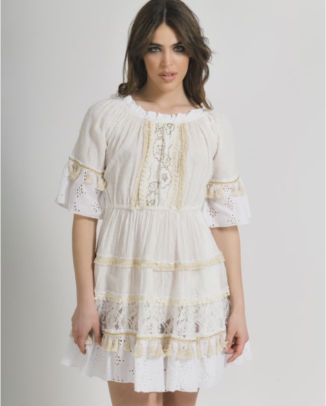 KAFTAN/DRESS IN ECRU COLOR ONE SIZE (100% COTTON)