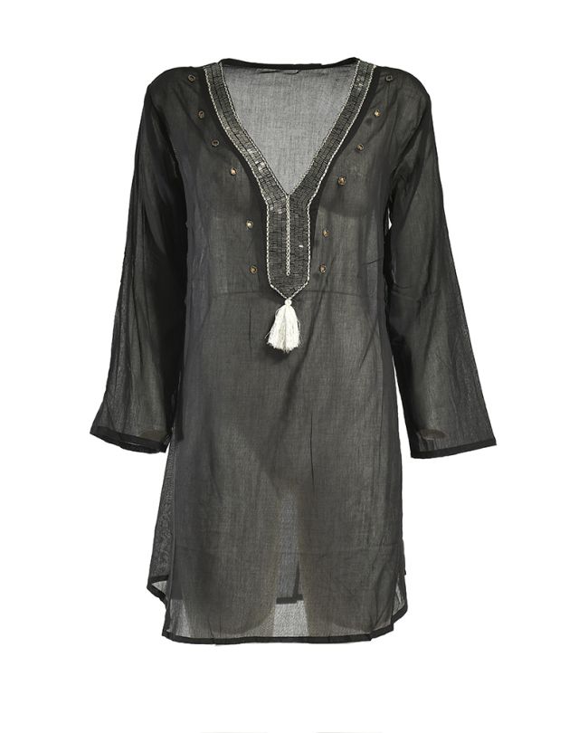 KAFTAN IN BLACK/GOLDEN COLOR ONE SIZE (100% COTTON)