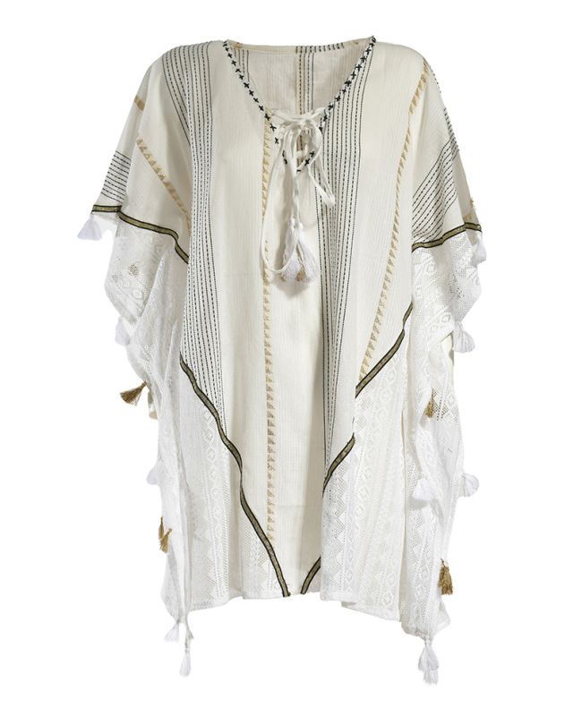 KAFTAN IN WHITE/BLUE/GOLDEN COLOR ONE SIZE (100% COTTON)