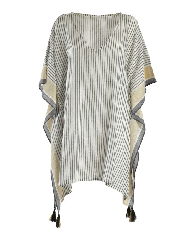 KAFTAN IN WHITE/GREY/GOLDEN COLOR ONE SIZE (100% COTTON)