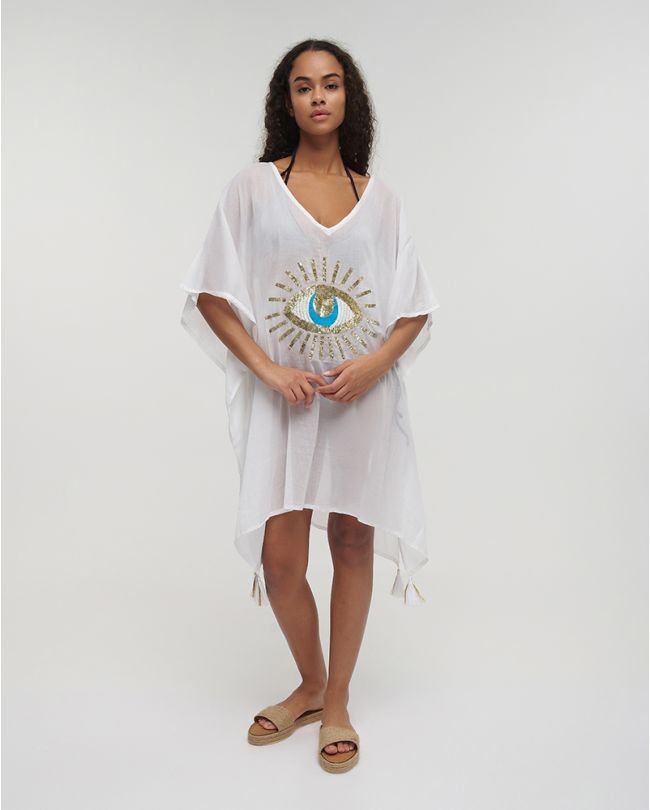 ΚΑΦΤΑΝΙ ΛΕΥΚΟ ΜΕ ΜΑΤΙ ONE SIZE (100% COTTON)