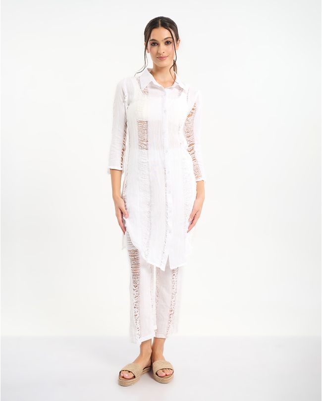 S/2 ΠΟΥΚΑΜΙΣΟ ΚΑΙ ΠΑΝΤΕΛΟΝΙ ΛΕΥΚΟ ONE SIZE (100% COTTON)