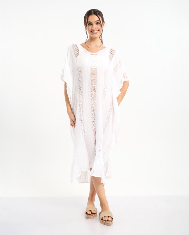 KAFTAN IN WHITE COLOR ONE SIZE (100% COTTON)