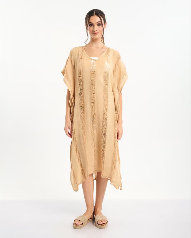 KAFTAN IN BEIGE COLOR ONE SIZE (100% COTTON)