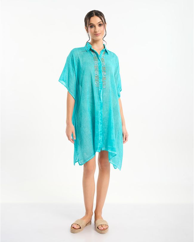 ΠΟΥΚΑΜΙΣΑ/ΚΑΦΤΑΝΙ ΤΙΡΚΟΥΑΖ ΜΕ ΑΣΗΜΙ/ΧΡΥΣΕΣ ΛΕΠΤΟΜΕΡΕΙΕΣ ONE SIZE (100% COTTON)