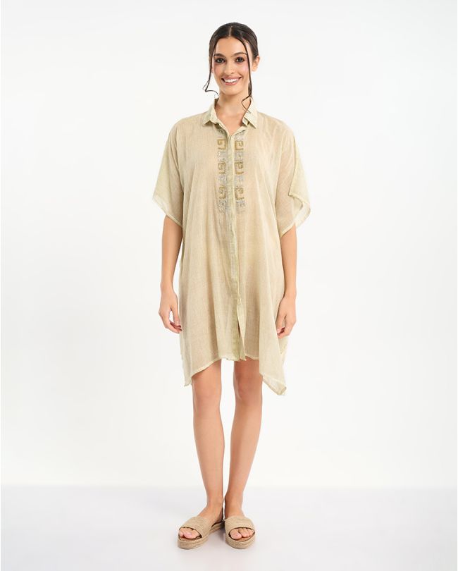 ΠΟΥΚΑΜΙΣΑ/ΚΑΦΤΑΝΙ ΜΠΕΖ ΜΕ ΑΣΗΜΙ/ΧΡΥΣΕΣ ΛΕΠΤΟΜΕΡΕΙΕΣ ONE SIZE (100% COTTON)