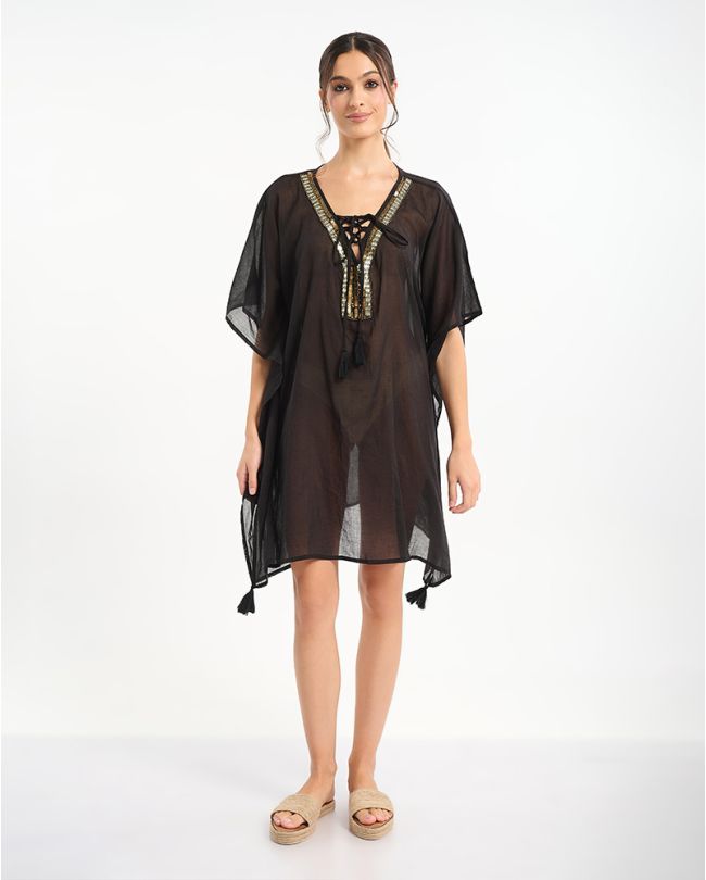 ΚΑΦΤΑΝΙ ΜΑΥΡΟ ΜΕ ΧΡΥΣΕΣ ΛΕΠΤΟΜΕΡΕΙΕΣ ONE SIZE (100% COTTON)