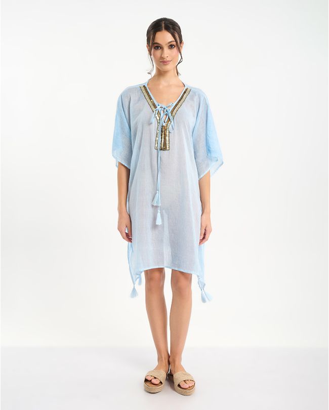 ΚΑΦΤΑΝΙ ΜΠΛΕ ΜΕ ΧΡΥΣΕΣ ΛΕΠΤΟΜΕΡΕΙΕΣ ONE SIZE (100% COTTON)