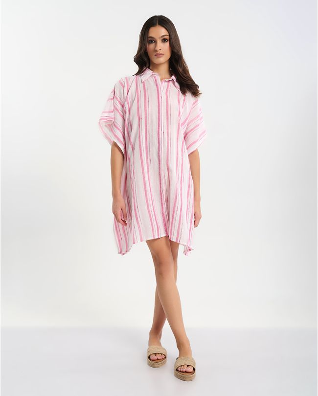 ΠΟΥΚΑΜΙΣΑ/ΚΑΦΤΑΝΙ ΛΕΥΚΟ/ΡΟΖ ΜΕ ΡΙΓΕΣ ONE SIZE (100% COTTON)