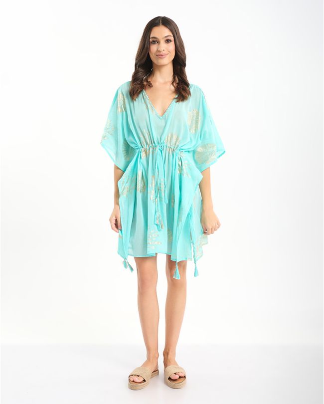 ΚΑΦΤΑΝΙ ΤΙΡΚΟΥΑΖ ΜΕ ΧΡΥΣΑ ΚΟΡΑΛΙΑ ONE SIZE (100% COTTON)