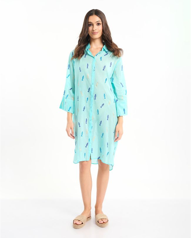 ΠΟΥΚΑΜΙΣΑ/ΚΑΦΤΑΝΙ ΤΙΡΚΟΥΑΖ ΜΕ ΨΑΡΟΚΟΚΚΑΛΟ ONE SIZE (100% COTTON)