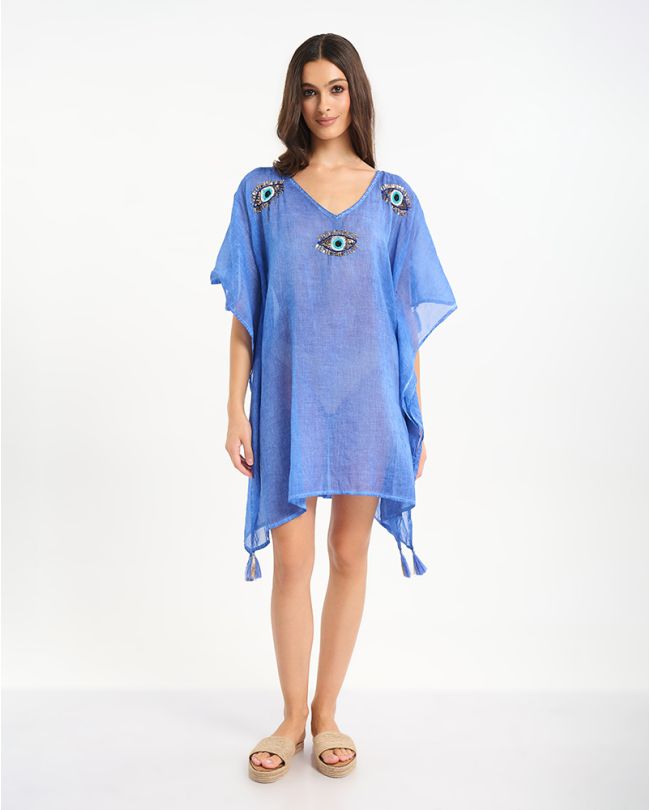 ΚΑΦΤΑΝΙ ΣΕ ΣΚΟΥΡΟ ΜΠΛΕ ΜΕ ΣΧΕΔΙΟ 'ΜΑΤΙ' ONE SIZE (100% COTTON)