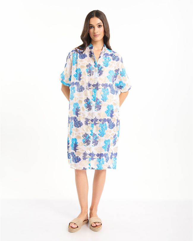 ΠΟΥΚΑΜΙΣΑ ΜΕ ΚΟΝΤΟ ΜΑΝΙΚΙ ΣΕ ΛΕΥΚΌ ΜΕ ΜΠΛΕ/ΧΡΥΣΑ ΣΧΕΔΙΑ ONE SIZE (100% COTTON)