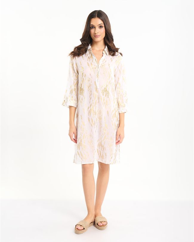 ΚΑΦΤΑΝΙ/ΠΟΥΚΑΜΙΣΑ ΣΕ ΛΕΥΚΟ ΜΕ ΧΡΥΣΕΣ ΛΕΠΤΟΜΕΡΕΙΕΣ ONE SIZE (100% COTTON)