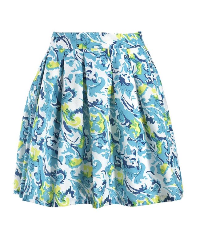 SHORT SKIRT ΙΝ TURQUOISE/YELLOW COLOR ONE SIZE ( POLYCOTTON)