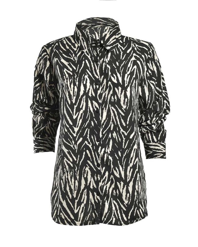 SHIRT WITH LONG SLEEVES IN BLACK AND WHITE COLOR ONE SIZE ( POLYCOTTON)