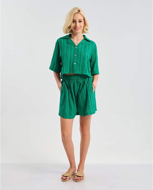 S/2 ΠΟΥΚΑΜΙΣΟ ΚΑΙ ΣΟΡΤΣΑΚΙ ΠΡΑΣΙΝΟ ONE SIZE (100%COTTON)