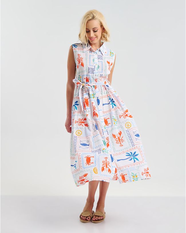 ΜΑΚΡΥ ΦΟΡΕΜΑ ΜΕ ΖΩΝΗ ΑΜΑΝΙΚΟ ΣΕ ΛΕΥΚΌ/ΜΠΛΕ/ΠΟΡΤΟΚΑΛΙ ONE SIZE (100% COTTON)