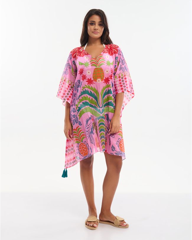 ΚΑΦΤΑΝΙ ΡΟΖ ΜΕ ΠΑΠΑΓΑΛΟΥΣ ONE SIZE ( 100% COTTON)