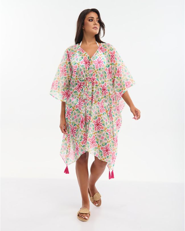 KAFTAN WITH BELT MULTICOLOR ONE SIZE (100% COTTON)