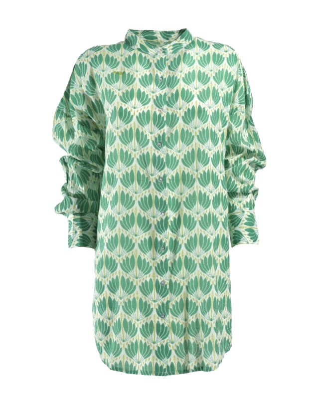 SHORT SHIRT IN GREEN/WHITE COLOR ONE SIZE (100% COTTON)