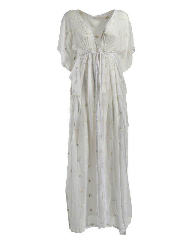 LONG ΚΙΜΟΝΟ IN WHITE COLOR ONE SIZE (100% VISCOSE)
