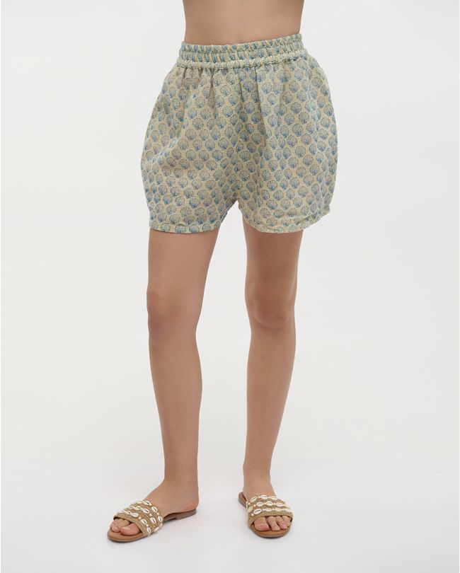 SHORTS IN WHITE/BLUE COLOR ONE SIZE (100% COTTON)
