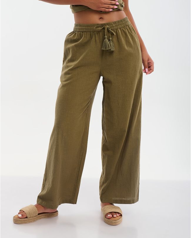 PANTS IN CHAKI COLOR S/M (100% COTTON SLUB)