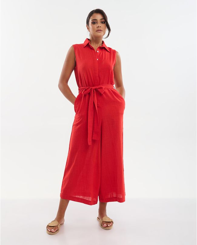 ΟΛΟΣΩΜΗ ΦΟΡΜΑ ΑΜΑΝΙΚΗ ΜΕ ΖΩΝΗ ΚΟΚΚΙΝΗ S/M (100% COTTON SLUB)