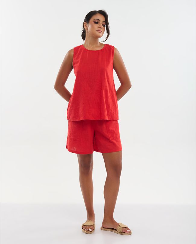 ΤΟΠ ΑΜΑΝΙΚΟ ΚΟΚΚΙΝΟ S/M (100% COTTON LINO)