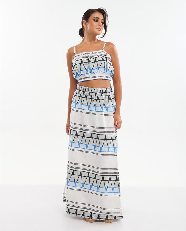 S/2 ΚΟΝΤΟ ΤΟΠ ΚΑΙ ΦΟΥΣΤΑ ΜΑΚΡΙΑ ΣΕ ΛΕΥΚΌ/ΜΠΛΕ/ΜΑΥΡΟ ONE SIZE (100% COTTON)