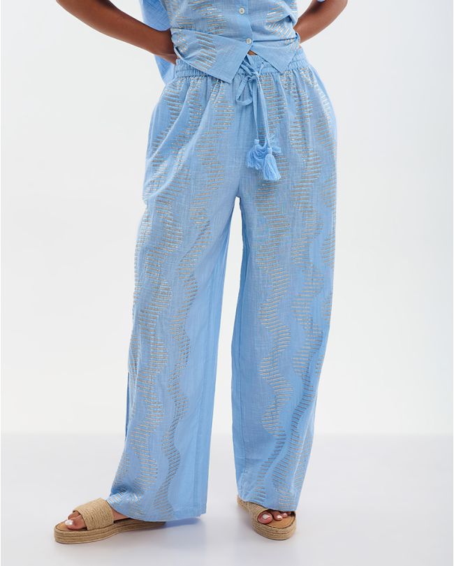 ΠΑΝΤΕΛΟΝΑ ΣΕ ΓΑΛΑΖΙΟ ΧΡΩΜΑ ΜΕ ΑΣΗΜΕΝΙΕΣ ΠΟΥΛΙΕΣ ONE SIZE (100% COTTON)