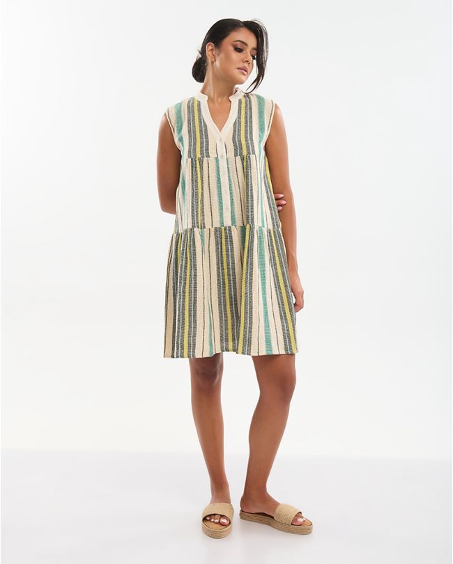 ΦΟΡΕΜΑ ΑΜΑΝΙΚΟ ΣΕ ΜΠΕΖ/ΠΡΆΣΙΝΟ/ΜΑΥΡΟ ΜΕ ΚΟΥΜΠΙΑ ONE SIZE (100% COTTON)