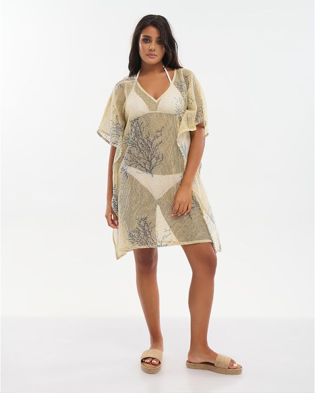 ΚΑΦΤΑΝΙ ΣΕ ΕΚΡΟΥ/ΜΠΛΕ ΜΕ ΧΡΥΣΕΣ ΛΕΠΤΟΜΕΡΕΙΕΣ ONE SIZE ( 100% COTTON)