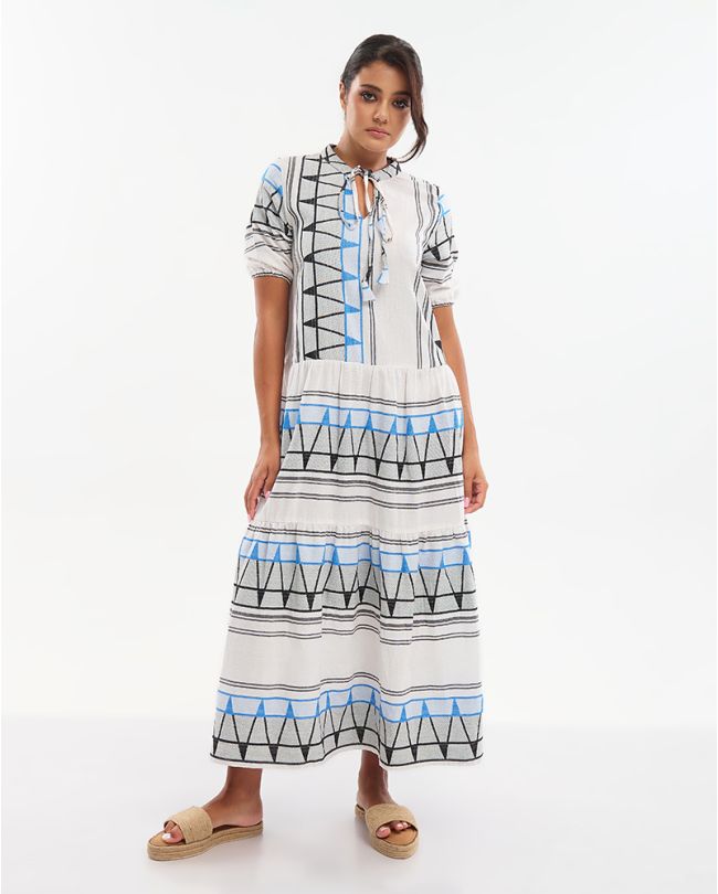 ΦΟΡΕΜΑ ΜΑΚΡΥ ΜΕ ΚΟΝΤΟ ΜΑΝΙΚΙ ΣΕ ΛΕΥΚΌ/ΜΑΥΡΟ/ΜΠΛΕ ONE SIZE (100% COTTON)