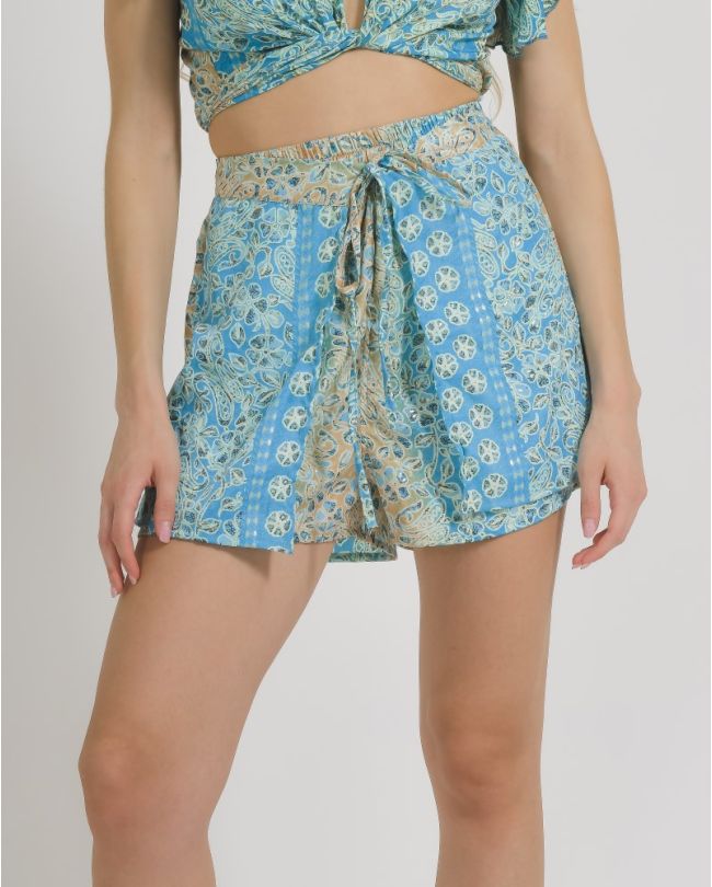 ΣΟΡΤΣΑΚΙ ΣΕ ΤΥΡΚΟΥΑΖ/ΜΠΕΖ ΧΡΩΜΑ ΜΕ ΧΡΥΣΕΣ ΛΕΠΤΟΜΕΡΕΙΕΣ M/L (100% CREPE)