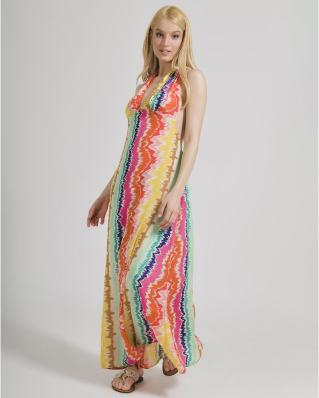 LONG POLYMORPHIC DRESS MULTICOLOR ONE SIZE  (100% CREPE)