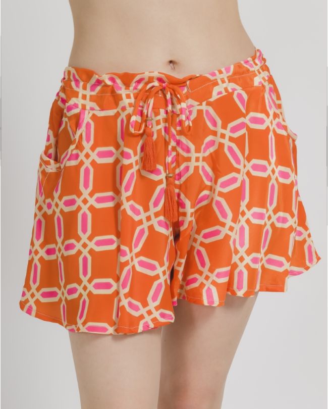 SHORTS IN ORANGE/PINK COLOR S/M (100% CREPE)